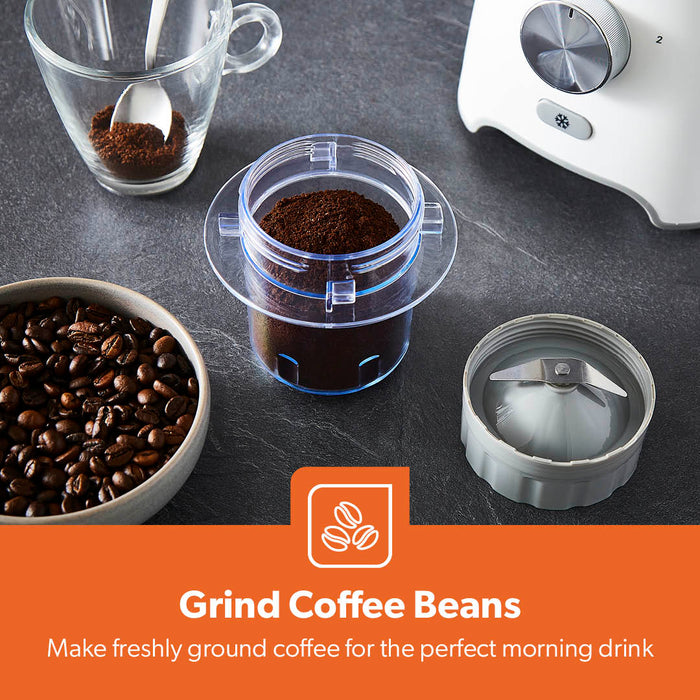 600W High-Speed White Blender and Coffee Grinder