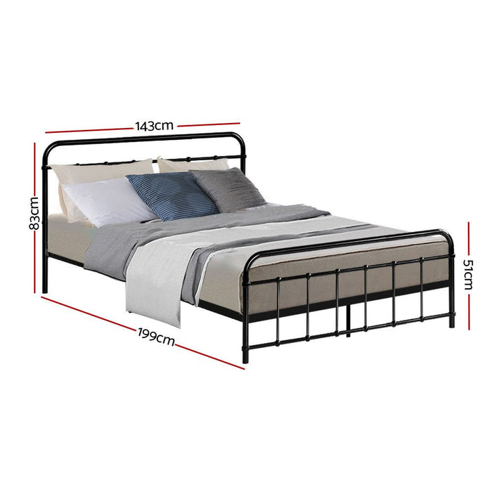 Artiss Bed Frame Metal Frames LEO - Double (Black) -Home Living Store - -