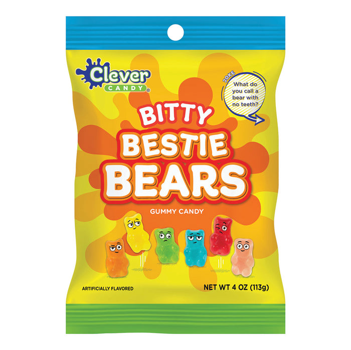 Bitty Bestie Bears Gummy Candy Peg Bag - 12 Count