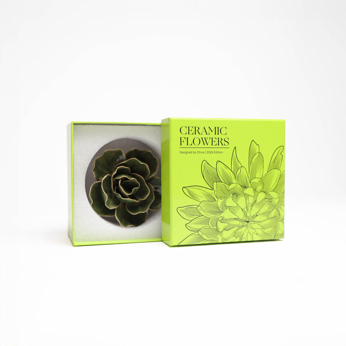 Ceramic Flower Wall Art Green Ranunculus