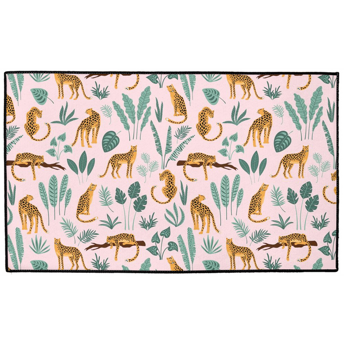 Chinoiserie Cheetah Indoor/Outdoor Floor Mat Baby Pink