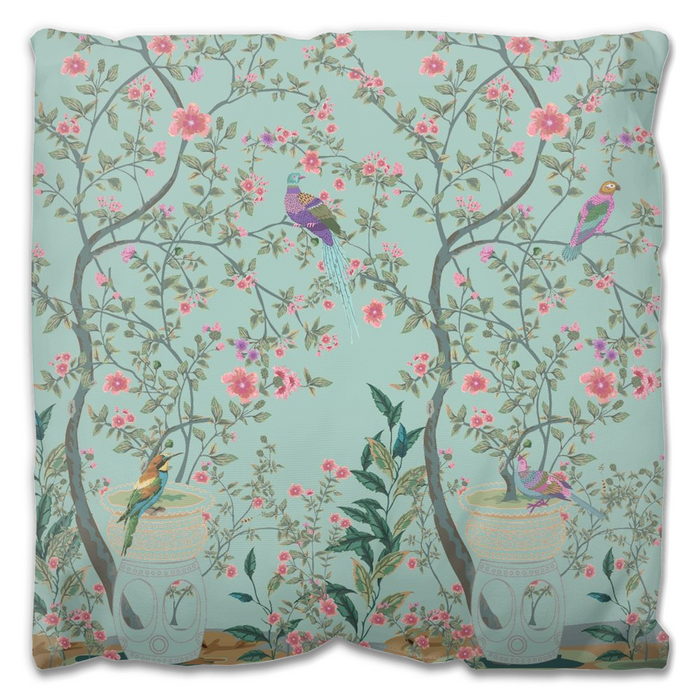 Chinoiserie Outdoor Pillows Duck Egg Fresco Garden