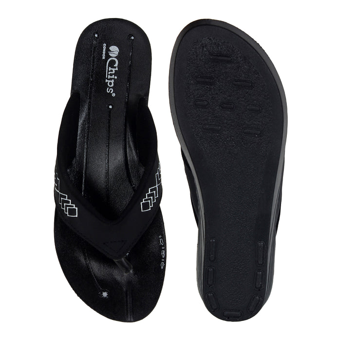 Chips Women Slipper #IF02 - BLACK