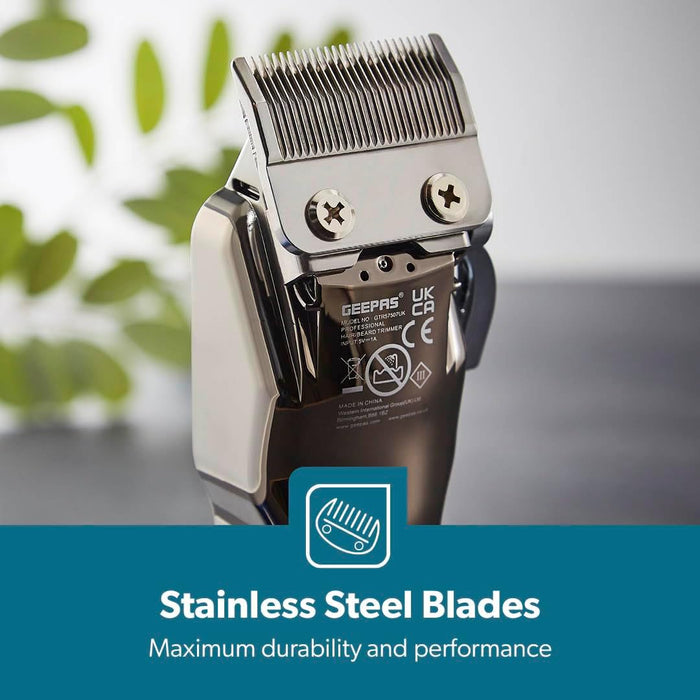 Chrome LED Rechargeable Cordless Waterproof Beard Trimmer & Hair Clipper