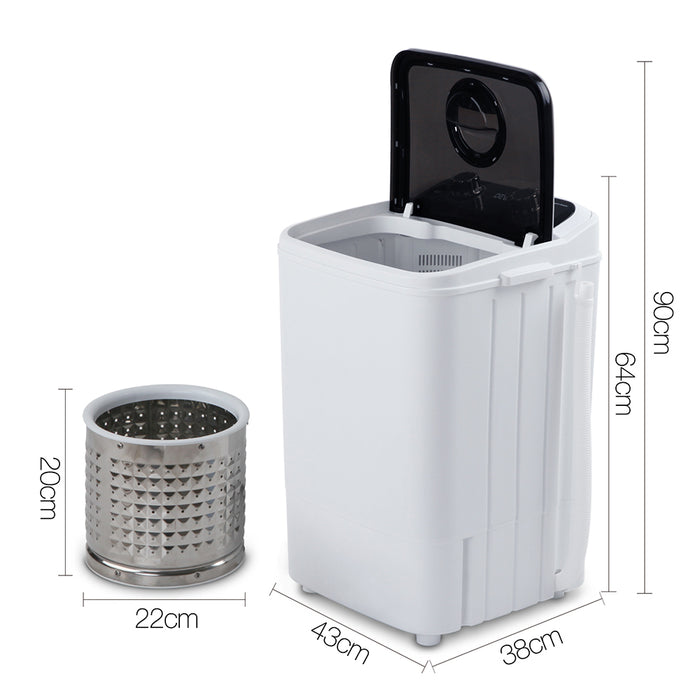 Devanti 4.6KG Mini Portable Washing Machine Black and White
