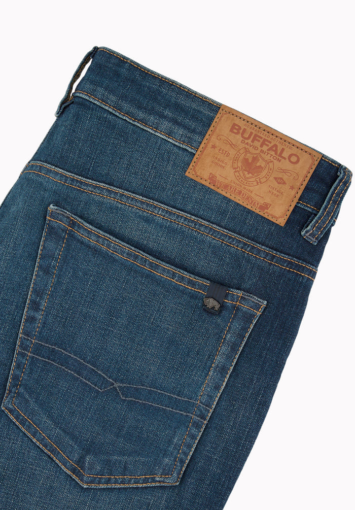 Driven Men's Relaxed Straight Jeans, Dark Blue Sanded- BM22640