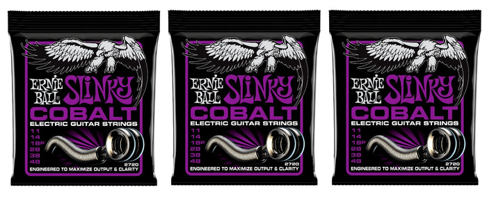 Ernie Ball 2720 Cobalt Power Slinky Electric Guitar Strings 11-48 (3-Pack)