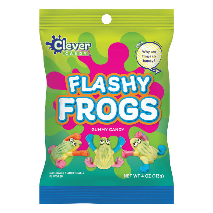 Flashy Frogs Gummy Candy Peg Bag - 12 Count