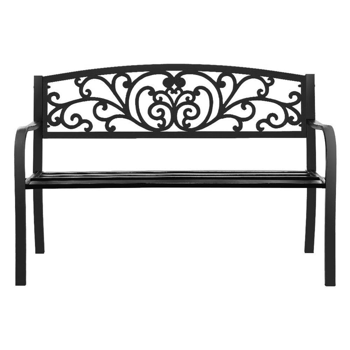 Gardeon Outdoor Garden Bench Seat Steel Outdoor Furniture 3 Seater Park Black -Home Living Store - -