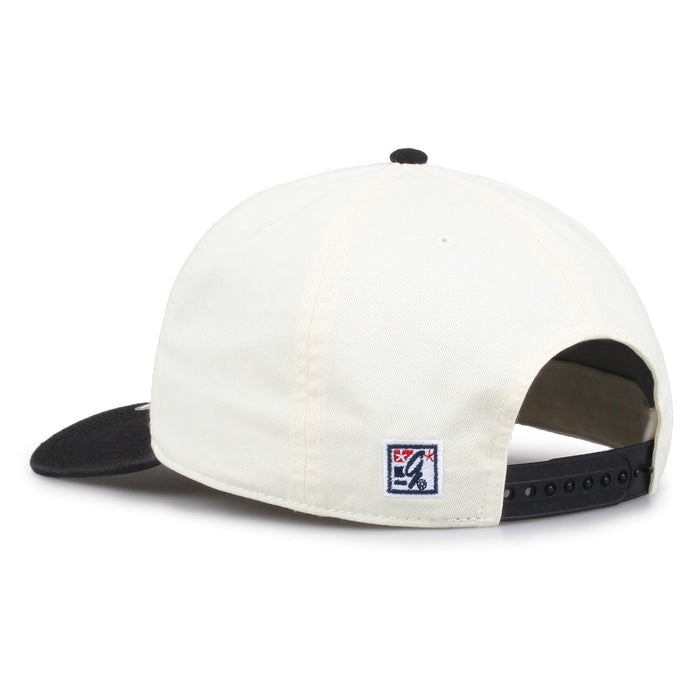 Iowa Original Circle snapback hat showing adjustable snap closure and The Game logo, rear view