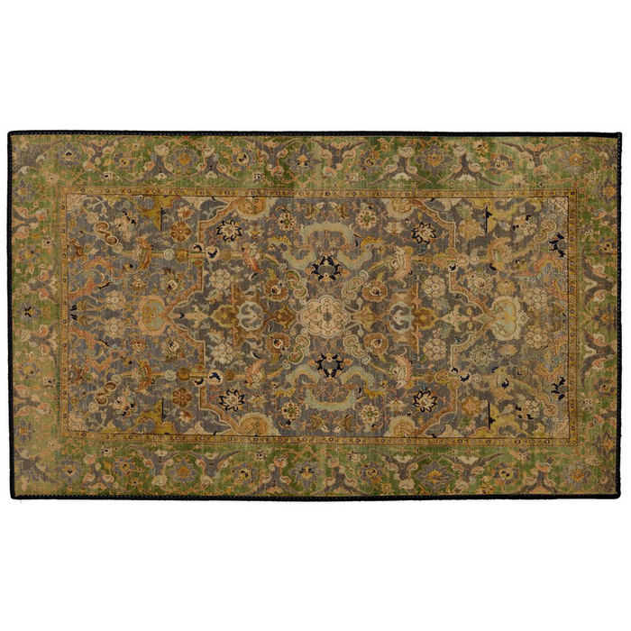 Isfahan Persian Indoor/Outdoor Floor Mat Antique Gold Green