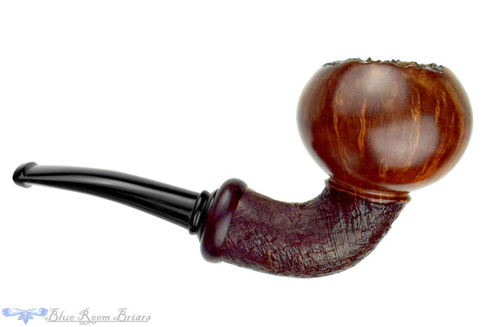 Blue Room Briars is proud to present this Jan Pietenpauw Pipe Bent Partial Blast Raised Tomato with Cocobolo and Plateau