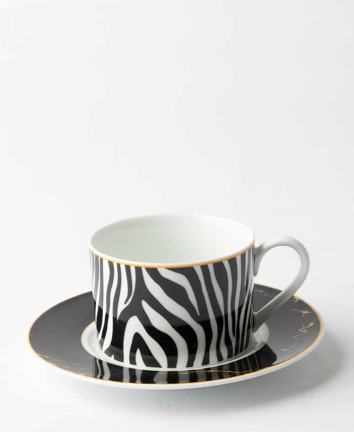 Jenna Clifford Zebra Cup & Saucer - Black & White