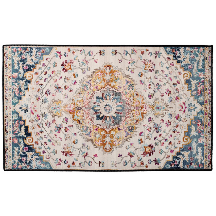 Kashana Persian Indoor/Outdoor Floor Mat Antique Cream Teal