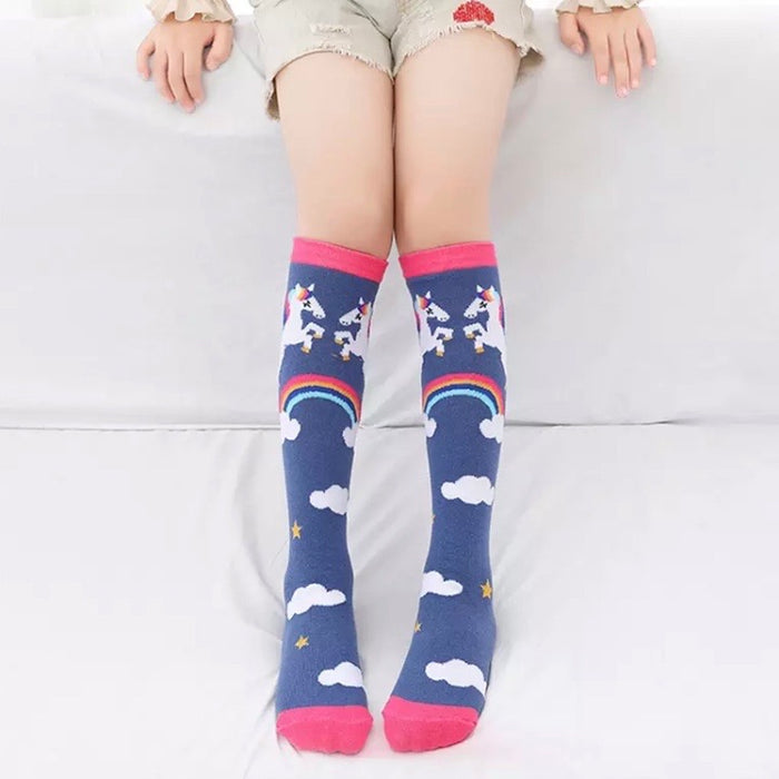 🩵 Kids’ Socks: Unicorn Rainbow Navy