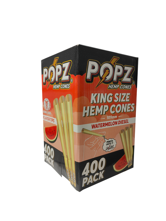 King Palm POPZ King Size Hemp Cones Terpene Infused Bulk Box - 400 Cones