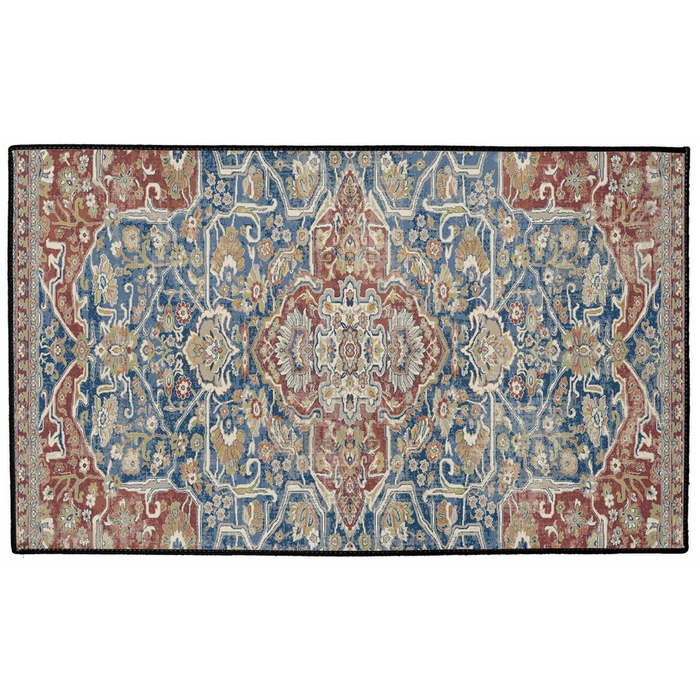 Mandana Persian Indoor/Outdoor Floor Mat Faded Blue Red
