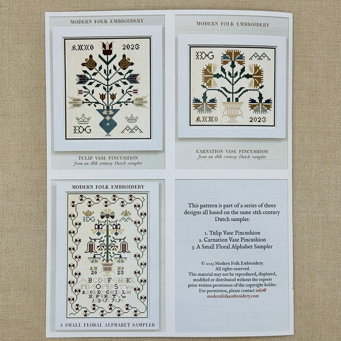 Modern Folk Embroidery - Tulip Vase Pincushion - Booklet Chart