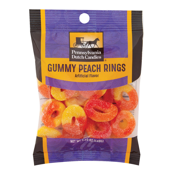 Pennsylvania Dutch Co. Peach Rings Gummy Candy Peg Bag - 12 Count