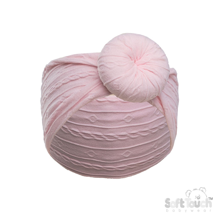 PINK CABLE HEADBAND W/TURBAN KNOT (PK12) HB124-P