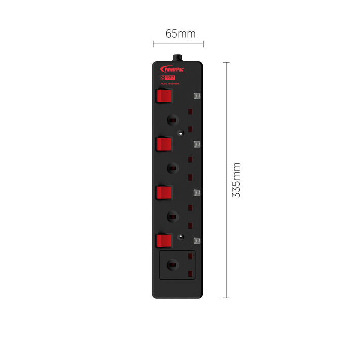 PowerPac Extension Cord, Extension Socket, Power Cord, Power Extension 3 Metre 4 way (PP3884BK)