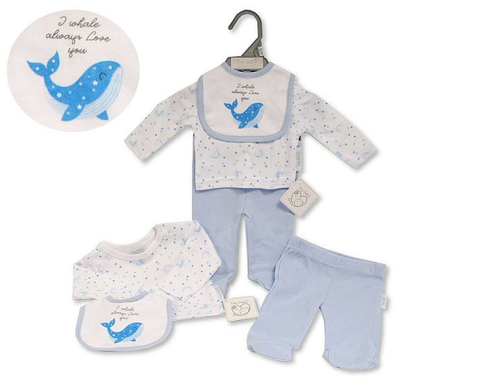 Premature Baby Boys 3 pcs Set with Bib (3-5lbs) (PK6) Pb-20-392s