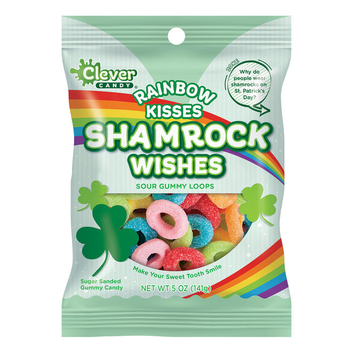 Rainbow Kisses Shamrock Wishes Hard Candy Peg Bag - 12 Count