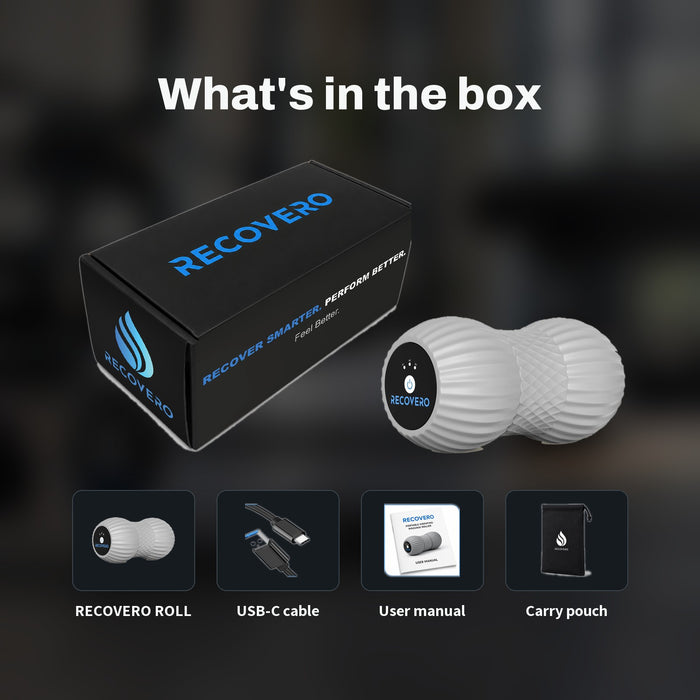 What's in the box: RECOVERO ROLL, USB-C cable, user manual and carry pouch