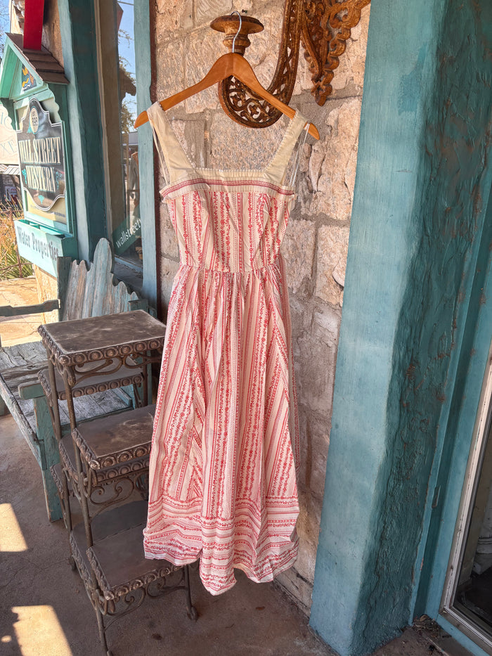 Red Ivory French Toile Stripe Dresd