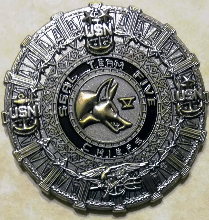 SEAL Team 5 / Five Chiefs Navy Challenge Coin