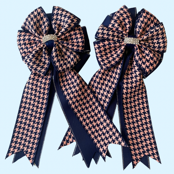 🤩 Show Bows: Houndstooth Navy/Pink