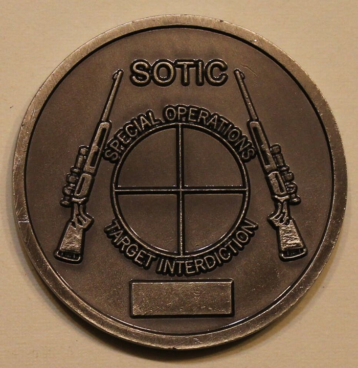 Sniper Special Operations Target Interdiction SOTIC Army Challenge Coin Spec Sil