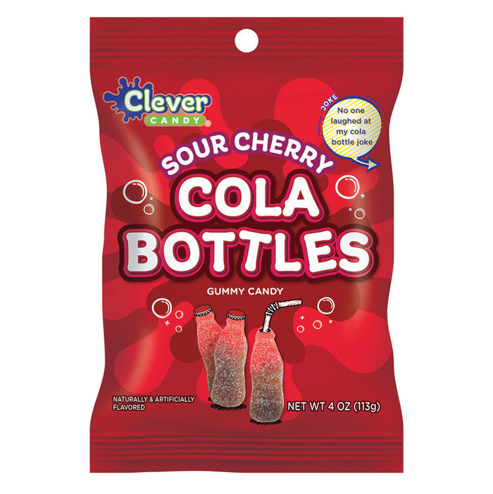 Sour Cherry Cola Bottle Gummy Candy Peg Bag - 12 Count
