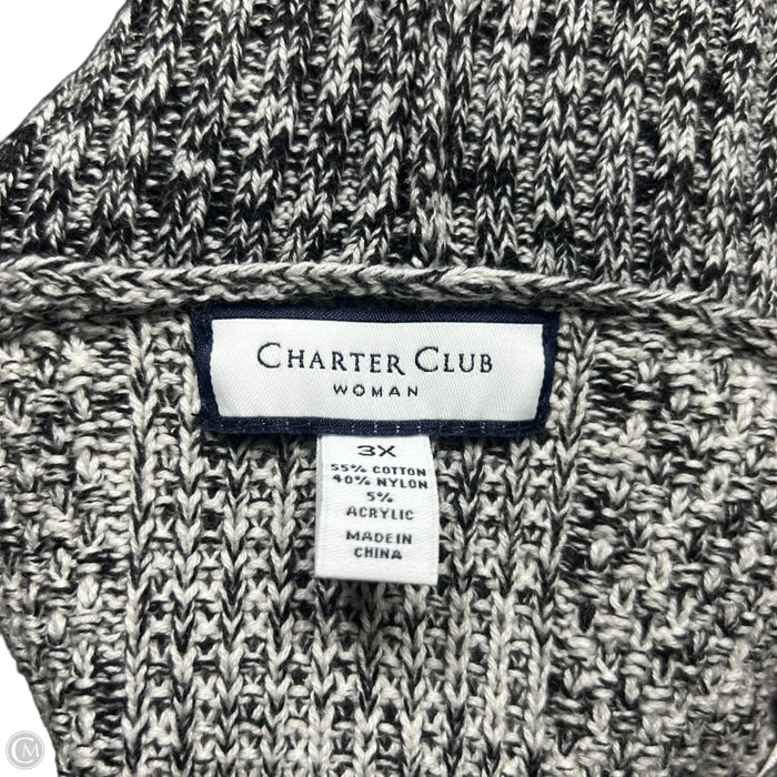 Sweater Cardigan By Charter Club In Black & White, Size: 3x