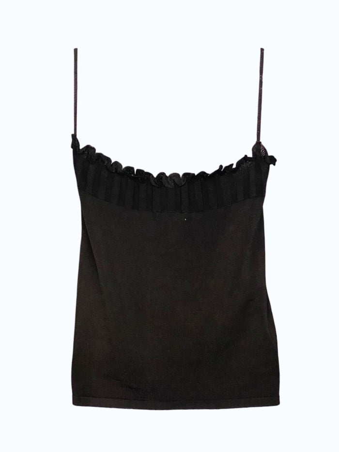 top nero con scollo lavorato