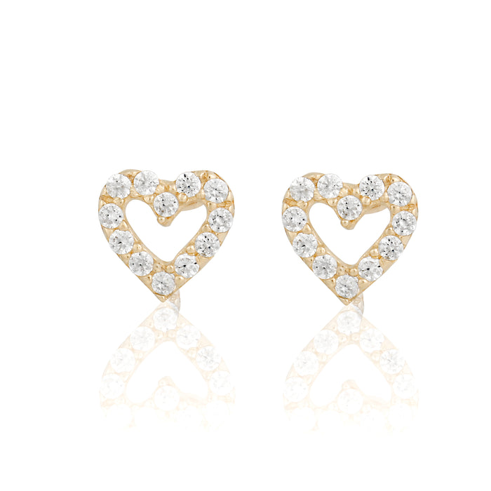 14k Solid Gold Cutout Heart Stud Earrings