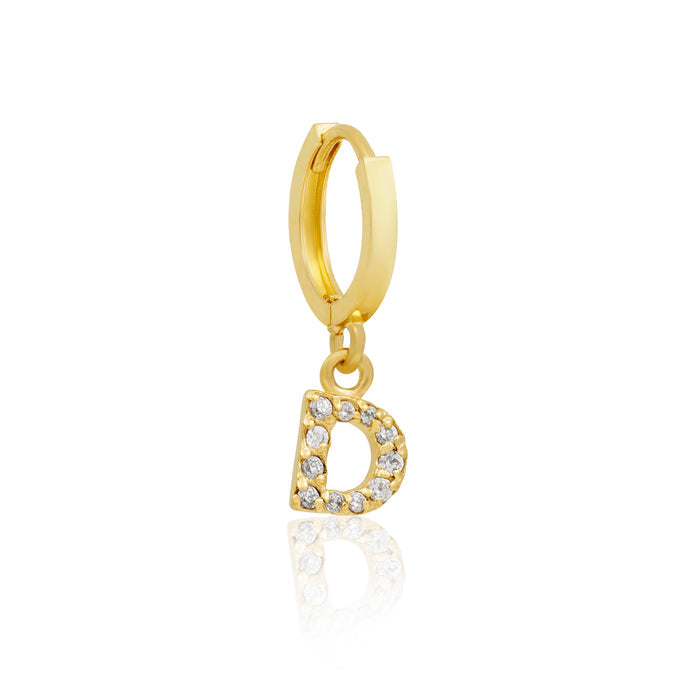 14k Solid Gold Initial Hoop