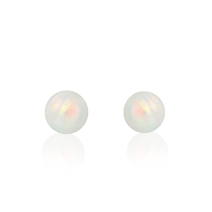 14k Solid Gold Tiny Opal Stud Earrings