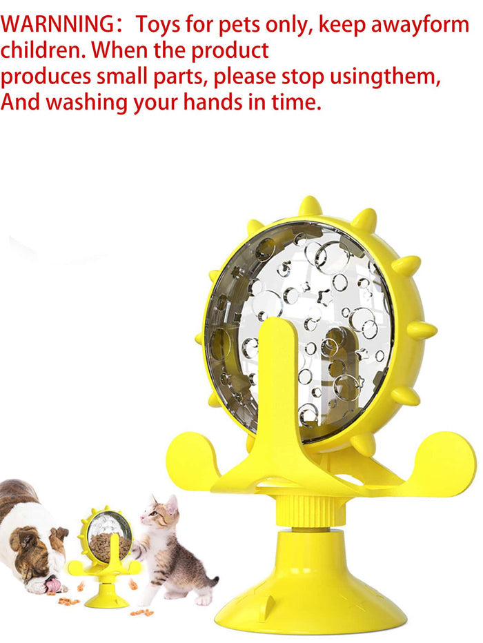 1pc Cat & Dog Toy Slow Feeder Interactive Rotating Disc With Bell And Windmill - SAFICCO