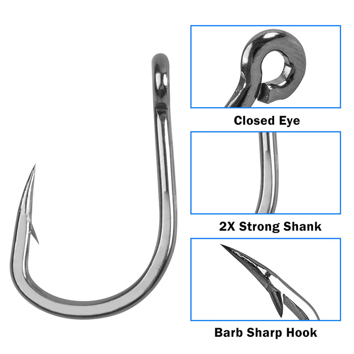 20pcs Live Bait Fishing Hooks, Stainless Steel Saltwater Bait Fish Hook Strong Sharp Circle Hook (Size 9/0) Shaddock Fishing