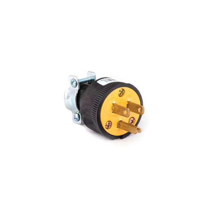 3 Pin Plug with Yellow Inner Belly and Black Outer, 15A, 125V - 1709 MEGA