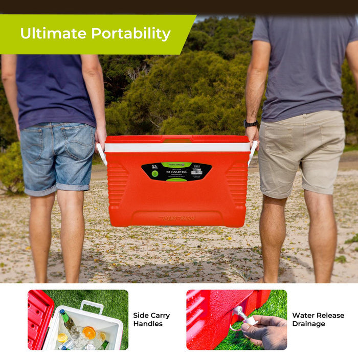 32L Red Insulated Ice Cooler Box For Camping