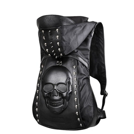 3D Skull Leather Backpack
