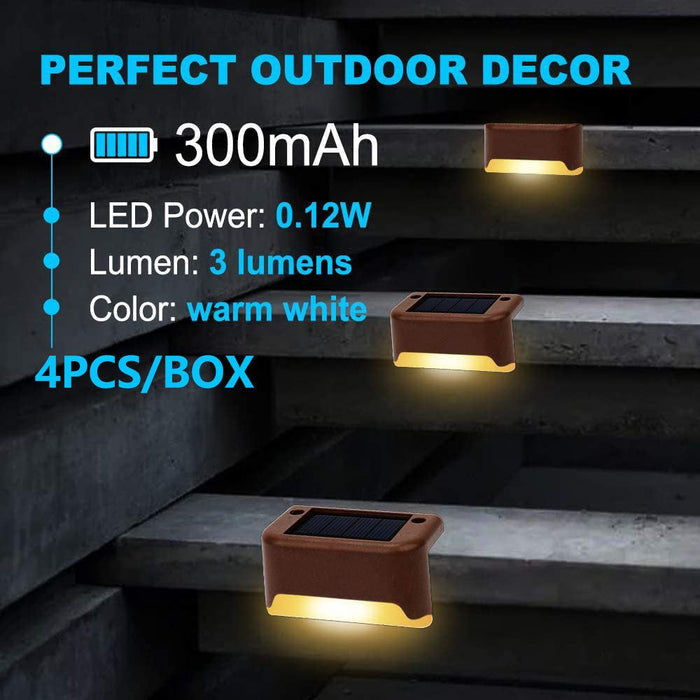 4 Pack SolarPower Deck Lights Outdoor Step Lights Waterproof LED lights-#product_category#-Home Living Store