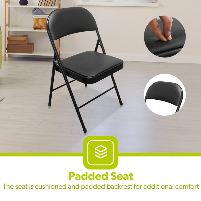 4x Padded Folding Chairs For Indoor and Outdoor