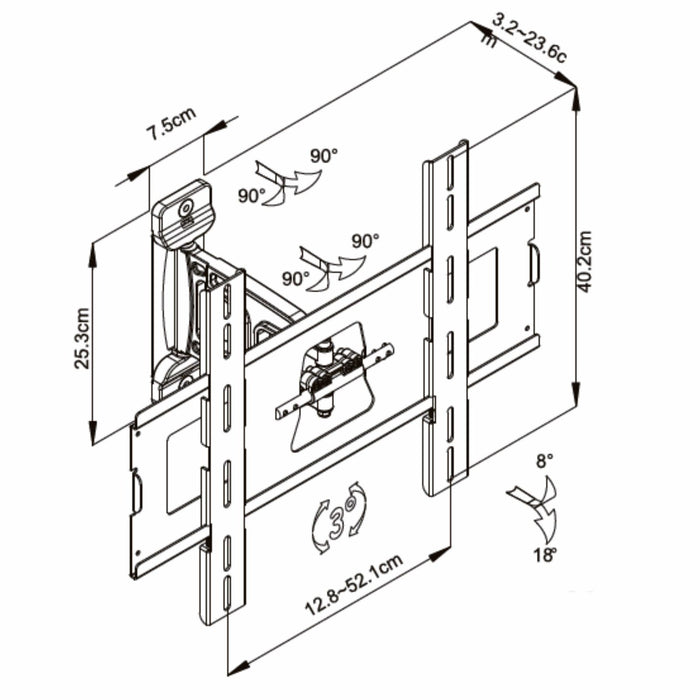 500x400 VESA Mount Bracket, Single Arm Articulated by Tauris™-#product_category#-Home Living Store