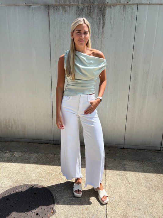 White Denim Wide Leg Pants