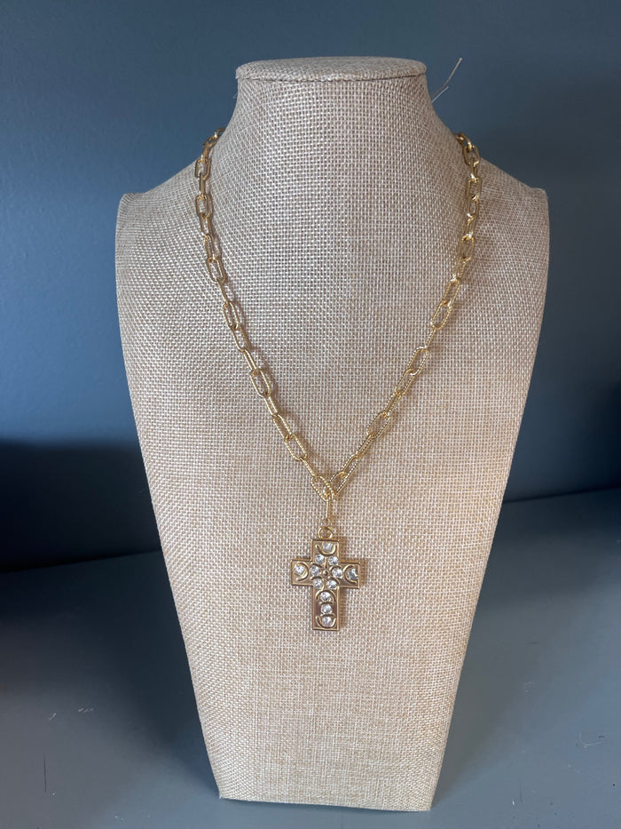 Moonstone Cross Necklace