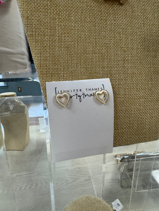 Mother of Pearl Heart Stud Earrings