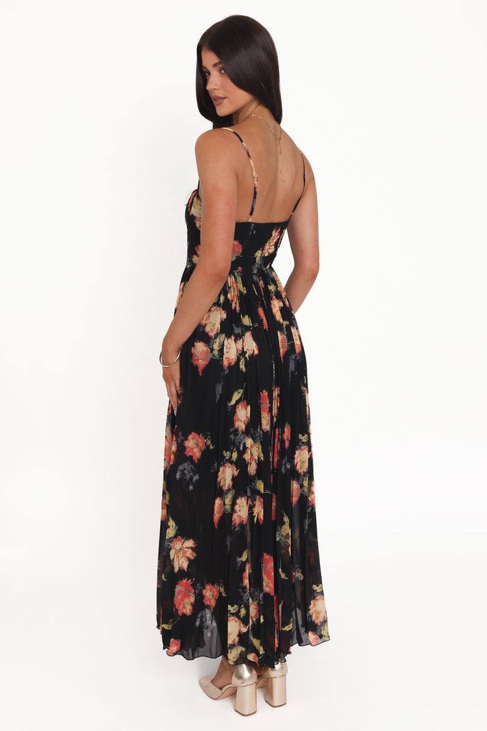 Petal and Pup USA DRESSES Achanti Pleated Maxi Dress - Black Multi